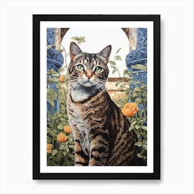 Medieval Cat Romantesque Botanical Garden Art Print