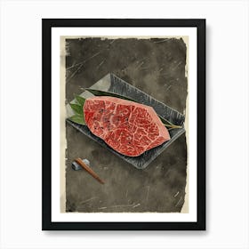 Wagyu Beef Japanese Cuisine Mid Century Modern Art Print