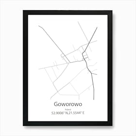 Goworowo,Poland Minimalist Map Poster