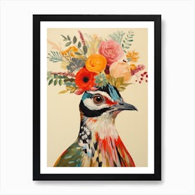 Bird With A Flower Crown Lark 1 Art Print