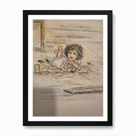 Little Girl Laying On The Floor 1 Art Print