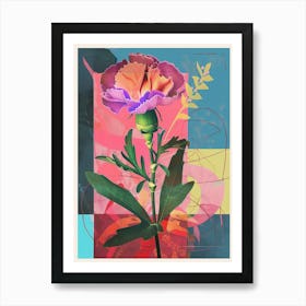 Carnation8 Neon Flower Collage Art Print