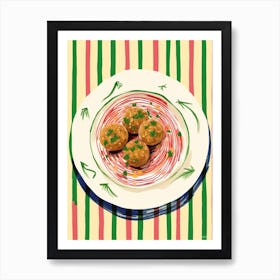 A Plate Of Arancini Top View Food Illustration 2 Art Print