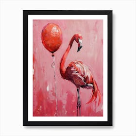 Cute Flamingo 2 With Balloon Art Print