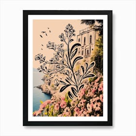 Amalfi Coast, Flower Collage 6 Art Print