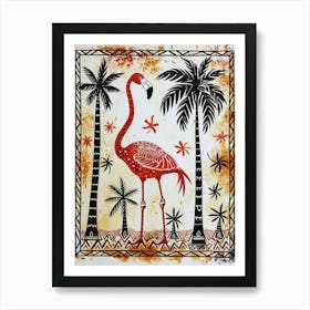 Greater Flamingo And Coconut Trees Boho Print 2 Art Print