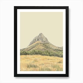 Mount Ossa Australia Color Line Drawing (9) Art Print