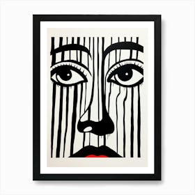 Eyes Linocut Inspired Portrait 3 Art Print