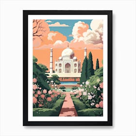 Taj Mahal   Agra, India   Cute Botanical Illustration Travel 2 Art Print