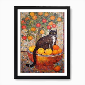 Bouvardia With A Cat 3 Art Nouveau Klimt Style Art Print