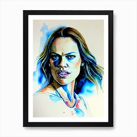 Hilary Swank In Million Dollar Baby Watercolor 2 Art Print