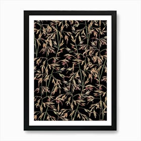 Native Themeda Grass Pattern On Black Art Print