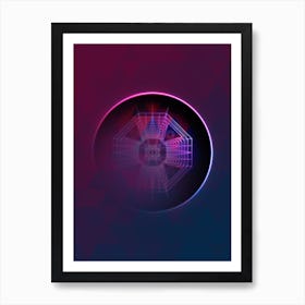 Geometric Neon Glyph on Jewel Tone Triangle Pattern 309 Art Print