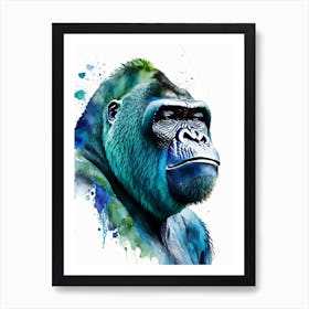 Gorilla With Tongue Out Gorillas Mosaic Watercolour 1 Art Print