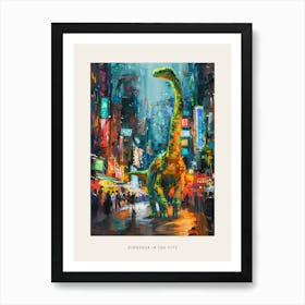 Colourful Dinosaur Cityscape Painting 3 Poster Art Print