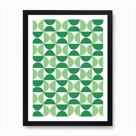 Mid-Century Geometric Pattern in Forest Green Art Print