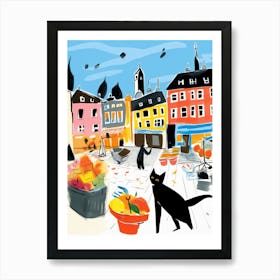 The Food Market In Oslo 4 Illustration Art Print