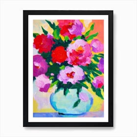 Peony Floral Abstract Block Colour 1 Flower Art Print
