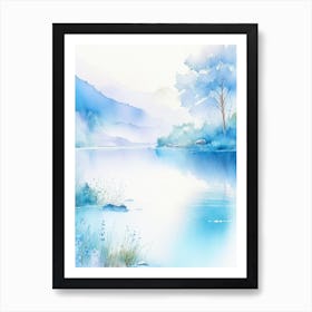 Crystal Clear Blue Lake Landscapes Waterscape Gouache 2 Art Print