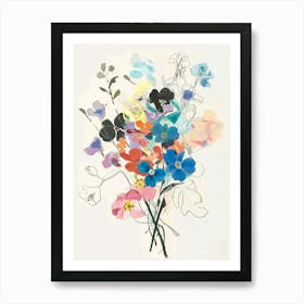 Forget Me Not 3 Collage Flower Bouquet Art Print