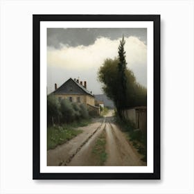 Vintage House And Road Painting Art Print