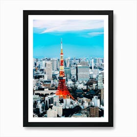 Aerial Tokyo City View With Tokyo Tower, Minato, Tokyo, Japan Art Print