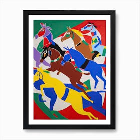 Horse Racing In The Style Of Matisse 4 Art Print