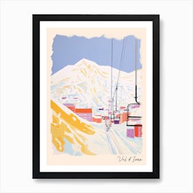 Poster Of Val D Isere   France, Ski Resort Pastel Colours Illustration 2 Art Print