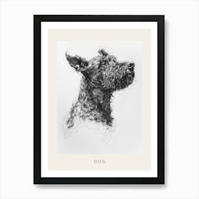 Furry Short Haired Dog Line Sketch 2 Poster Art Print