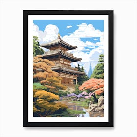 Ginkaku Ji Japan Illustration 1  Art Print