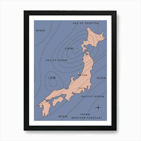 Weather Map Of Japan Art Print
