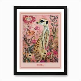 Floral Animal Painting Meerkat 2 Poster Art Print