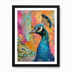 Kitsch Peacock Collage 4 Art Print