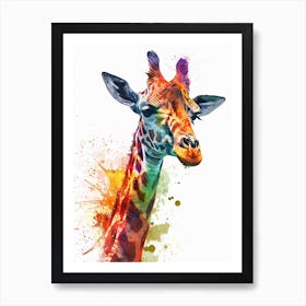 Giraffe Watercolour Face Portrait 3 Art Print