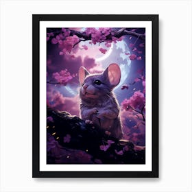 Mouse In Cherry Blossoms Art Print