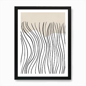 Mid-Century Black Lines and Beige Abstract Print Art Print