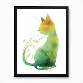 Khao Manee Cat Clipart Illustration 4 Art Print