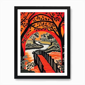 Nescio Bridge, Netherlands Colourful 2 Art Print