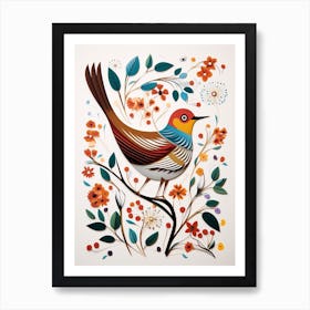 Scandinavian Bird Illustration Hermit Thrush 1 Art Print