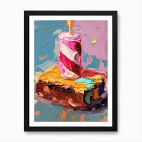 A Slice Of Birthday Cake Oil Painting 6 Art Print