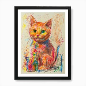 Cat In A Vase Art Print