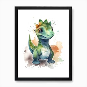 Heterodontosaurus Cute Dinosaur Watercolour 4 Art Print