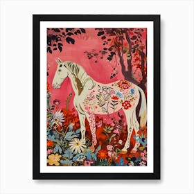 Floral Animal Painting Horse 2 Art Print