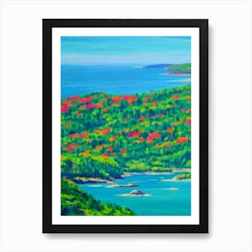 Acadia National Park United States Of America Blue Oil Painting 2  Art Print