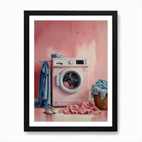 Pink Washing Machine Art Print