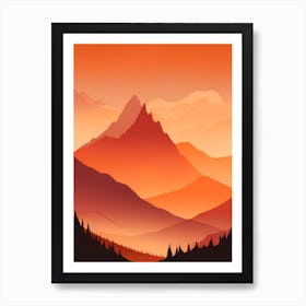 Misty Mountains Vertical Composition In Orange Tone 333 Art Print