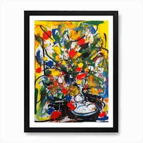 Freesia With A Cat 1 Abstract Expressionism  Art Print