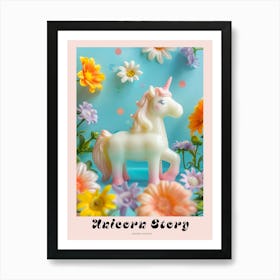 Toy Pastel Unicorn With Flowers 1 Poster Art Print