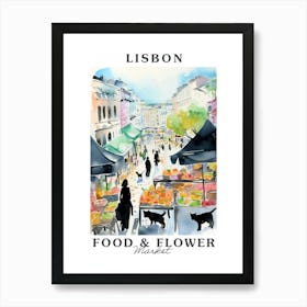 Food Market With Cats In Lisbon 1 Poster Art Print