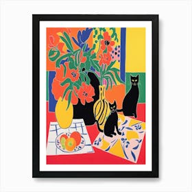 Cats And Flowers Style Henri Matisse Art Print